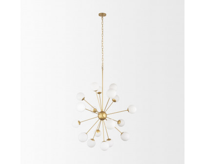 Mercana Barbara Chandelier with Frosted Glass Globes 18-Light - Gold