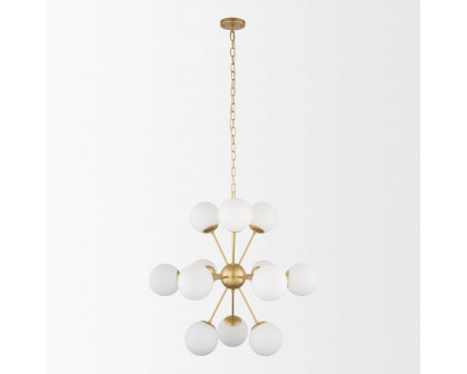 Mercana Barbara Chandelier with Frosted Glass Globes 11-Light - Gold