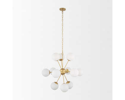 Mercana Barbara Chandelier with Frosted Glass Globes 11-Light - Gold