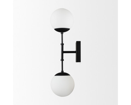 Mercana Edie 2-Light Wall Sconce with Frosted Glass Globes - Black