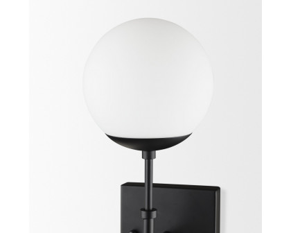 Mercana Edie 2-Light Wall Sconce with Frosted Glass Globes - Black