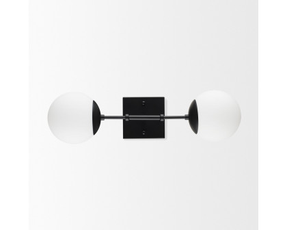 Mercana Edie 2-Light Wall Sconce with Frosted Glass Globes - Black