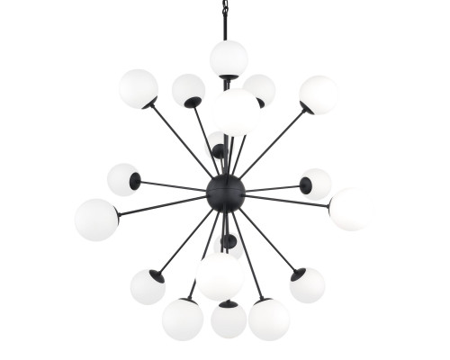 Mercana Barbara Chandelier with Frosted Glass Globes 18-Light - Black