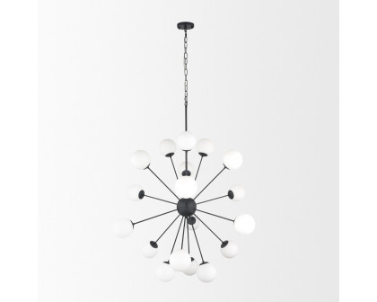 Mercana Barbara Chandelier with Frosted Glass Globes 18-Light - Black