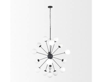 Mercana Barbara Chandelier with Frosted Glass Globes 18-Light - Black