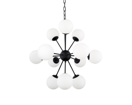 Mercana Barbara Chandelier with Frosted Glass Globes 11-Light - Black