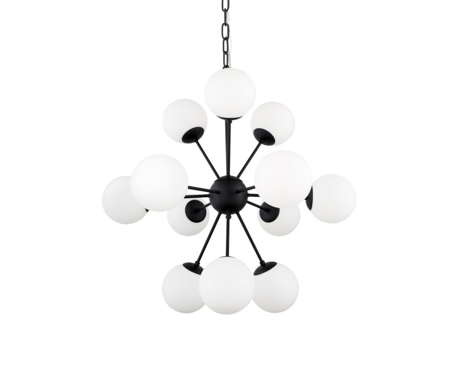 Mercana Barbara Chandelier with Frosted Glass Globes 11-Light - Black