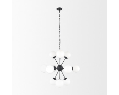 Mercana Barbara Chandelier with Frosted Glass Globes 11-Light - Black