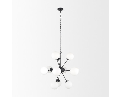 Mercana Barbara Chandelier with Frosted Glass Globes 11-Light - Black