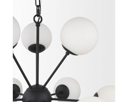 Mercana Barbara Chandelier with Frosted Glass Globes 11-Light - Black