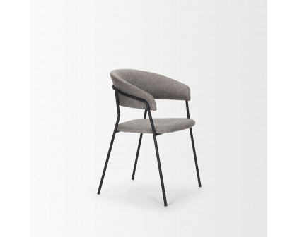 Mercana Carolyn Dining Chair with Fabric & Matte Black Metal - Gray