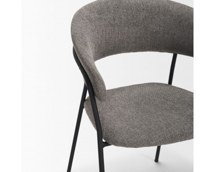 Mercana Carolyn Dining Chair with Fabric & Matte Black Metal - Gray