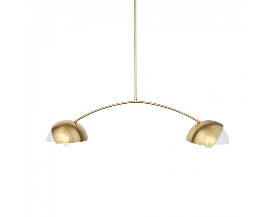 Mercana - Cybill Brushed Brass with White Metal Shades 2-Light Chandelier