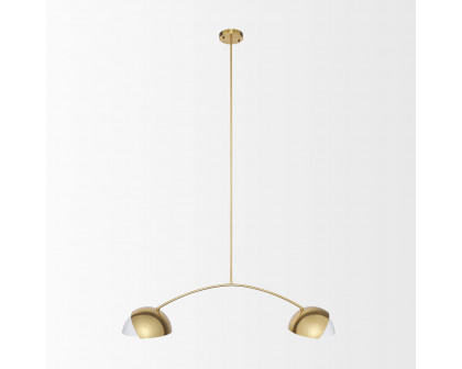 Mercana - Cybill Brushed Brass with White Metal Shades 2-Light Chandelier