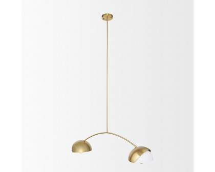 Mercana - Cybill Brushed Brass with White Metal Shades 2-Light Chandelier