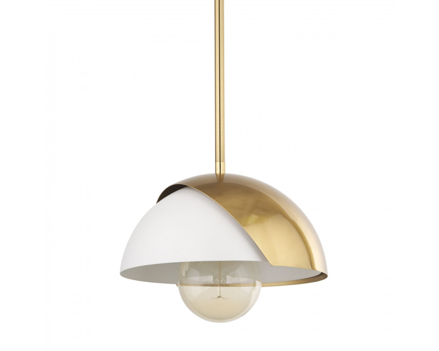 Mercana - Cybill Brushed Brass with White Metal Shade 1-Light Wall Pendant