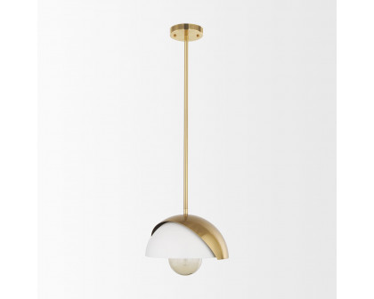 Mercana - Cybill Brushed Brass with White Metal Shade 1-Light Wall Pendant