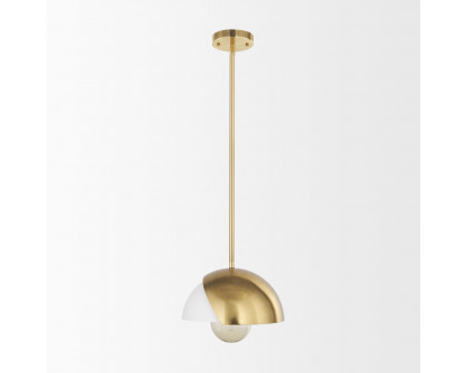 Mercana - Cybill Brushed Brass with White Metal Shade 1-Light Wall Pendant