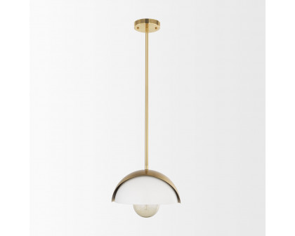 Mercana - Cybill Brushed Brass with White Metal Shade 1-Light Wall Pendant