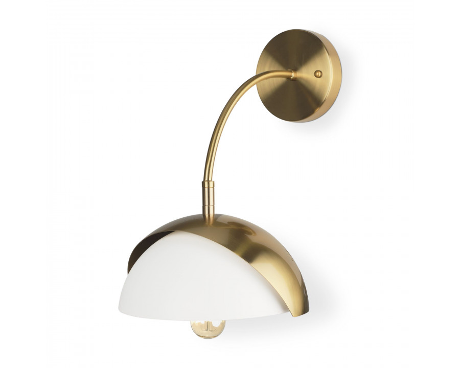 Mercana - Cybill Brushed Brass with White Metal Shade 1-Light Wall Sconce