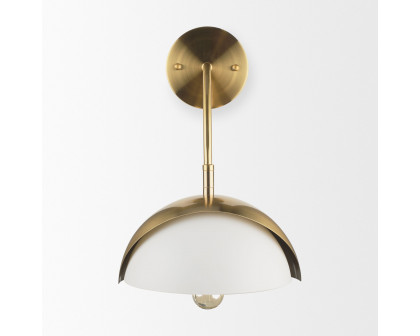 Mercana - Cybill Brushed Brass with White Metal Shade 1-Light Wall Sconce