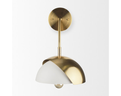 Mercana - Cybill Brushed Brass with White Metal Shade 1-Light Wall Sconce