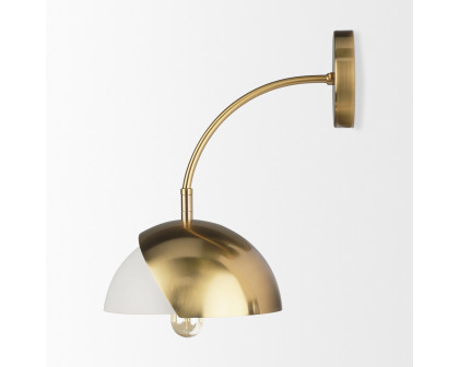 Mercana - Cybill Brushed Brass with White Metal Shade 1-Light Wall Sconce