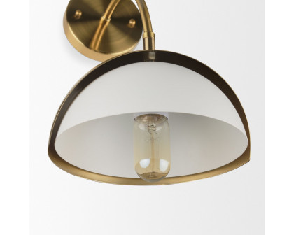 Mercana - Cybill Brushed Brass with White Metal Shade 1-Light Wall Sconce