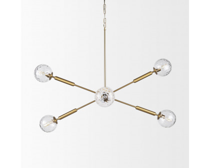 Mercana - Britton Gold Metal with Clear Glass Globes 6-Light Chandelier