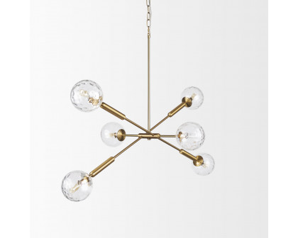 Mercana - Britton Gold Metal with Clear Glass Globes 6-Light Chandelier