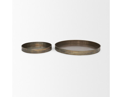 Mercana Varun Round Metal Tray (Set of 2) - Brass