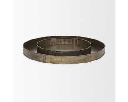 Mercana Varun Round Metal Tray (Set of 2) - Brass