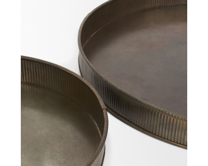 Mercana Varun Round Metal Tray (Set of 2) - Brass