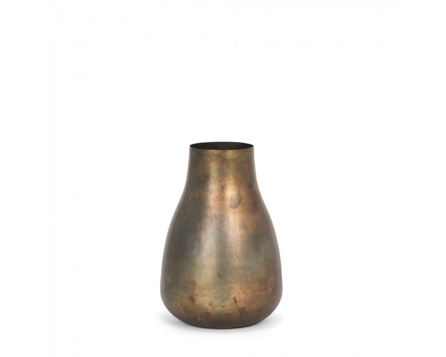 Mercana Devi Short Metal Vase - Oxidized Gold