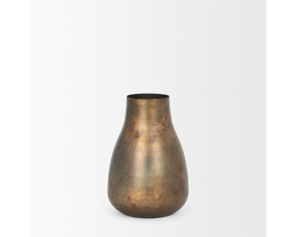 Mercana Devi Short Metal Vase - Oxidized Gold