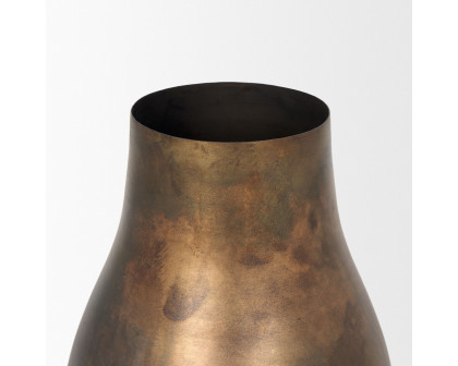 Mercana Devi Short Metal Vase - Oxidized Gold