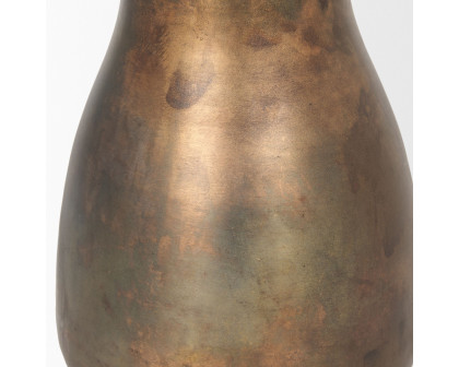 Mercana Devi Short Metal Vase - Oxidized Gold