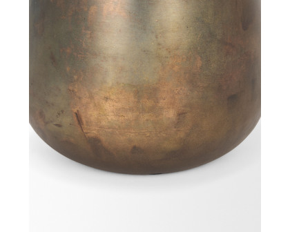 Mercana Devi Short Metal Vase - Oxidized Gold