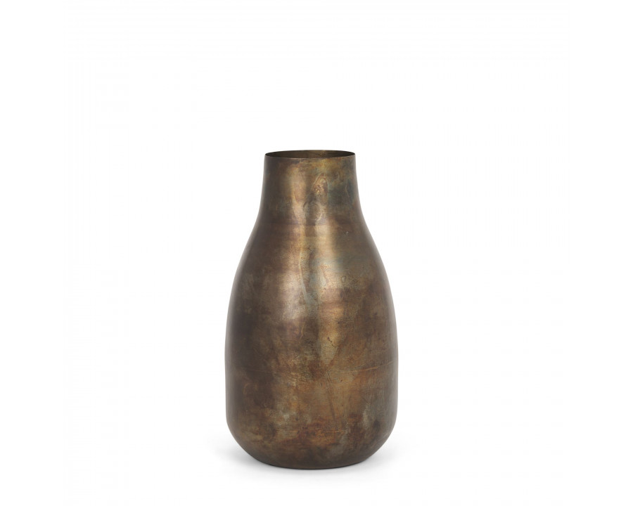 Mercana Devi Medium Metal Vase - Oxidized Gold