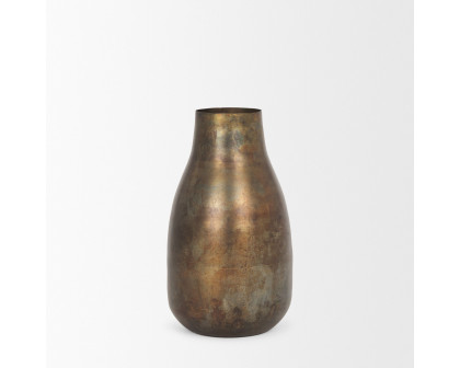 Mercana Devi Medium Metal Vase - Oxidized Gold