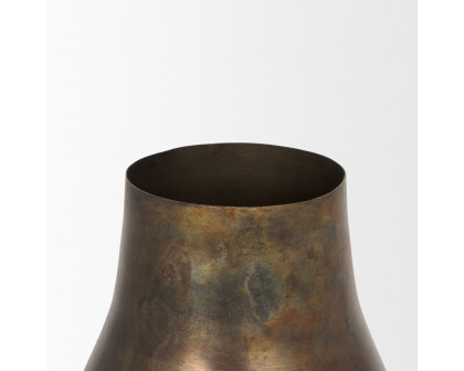 Mercana Devi Medium Metal Vase - Oxidized Gold