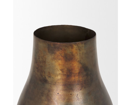 Mercana Devi Tall Metal Vase - Oxidized Gold