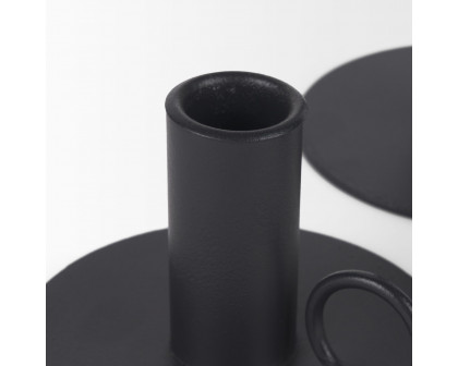 Mercana - Noir Matte Black Metal Candle Holders (Set of 3)