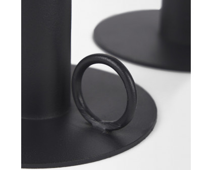 Mercana - Noir Matte Black Metal Candle Holders (Set of 3)