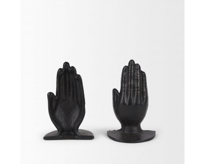 Mercana Praying Hands Cast Iron Book Ends - Bronze