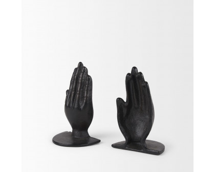 Mercana Praying Hands Cast Iron Book Ends - Bronze