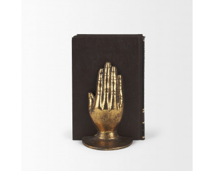 Mercana Praying Hands Cast Iron Book Ends - Gold