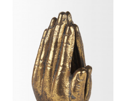 Mercana Praying Hands Cast Iron Book Ends - Gold