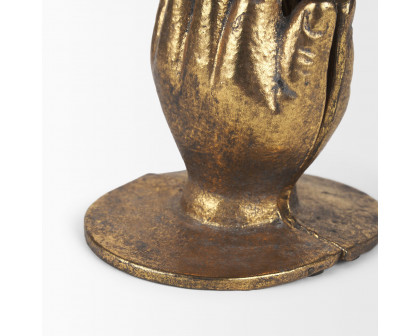 Mercana Praying Hands Cast Iron Book Ends - Gold