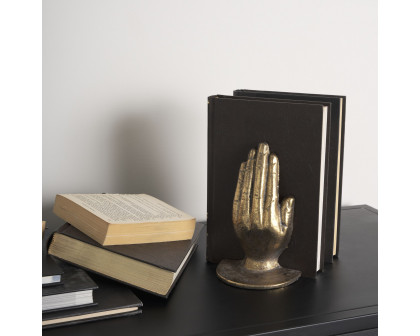 Mercana Praying Hands Cast Iron Book Ends - Gold